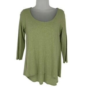J Jill‎ Pure Jill Sage Green Elliptical Tunic Top XS Layered Hem Boho Minimalist